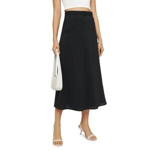 Reformation Black Falcon Belted A-line Midi Skirt Size 6